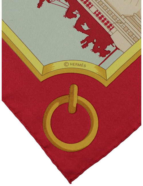 Carré HERMES "Les Ponts de Paris" soie )