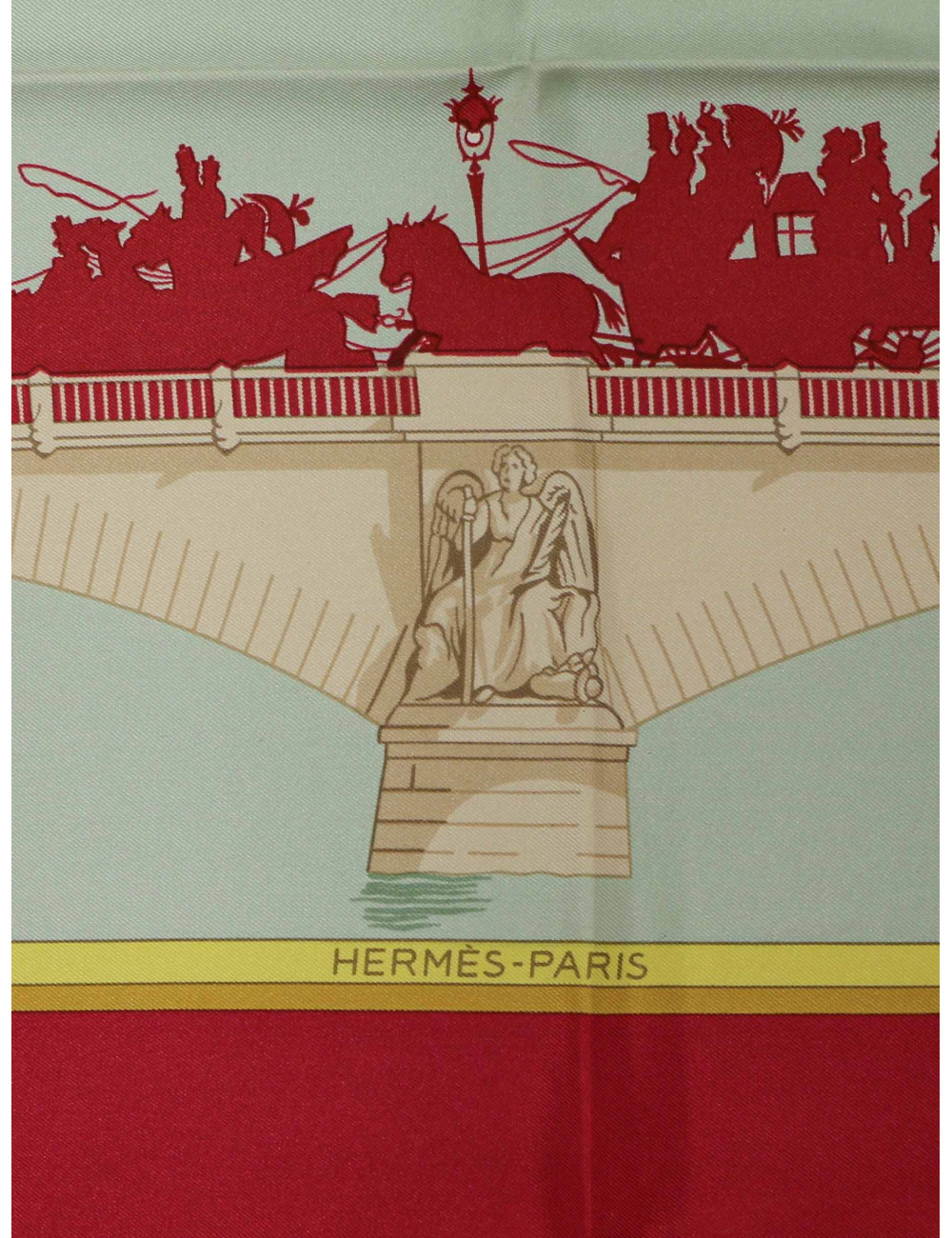 Carré HERMES "Les Ponts de Paris" soie )