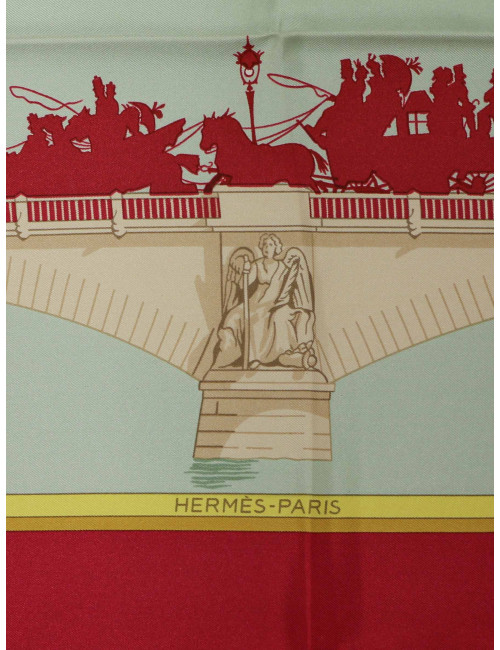 Carré HERMES "Les Ponts de Paris" soie )