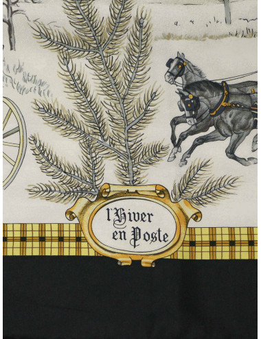 Carré soie Hermès L'hiver en Poste 2