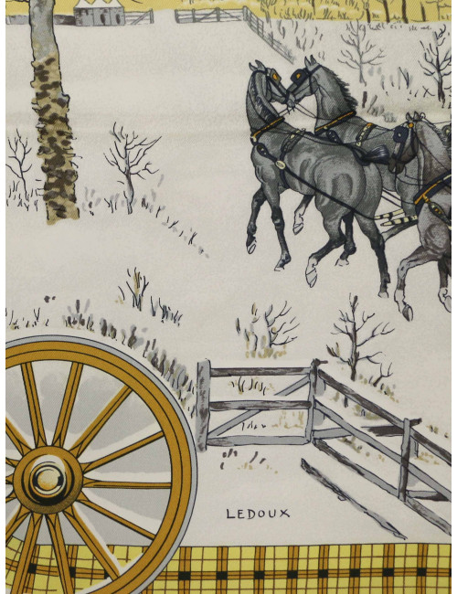 Carré soie HERMES L'hiver en Poste