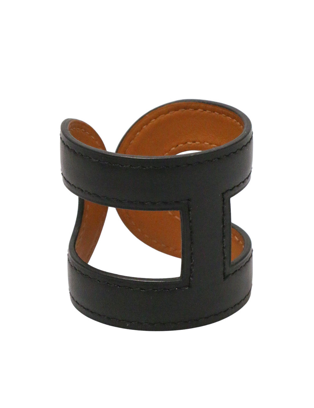 Manchette HERMES cuir noir