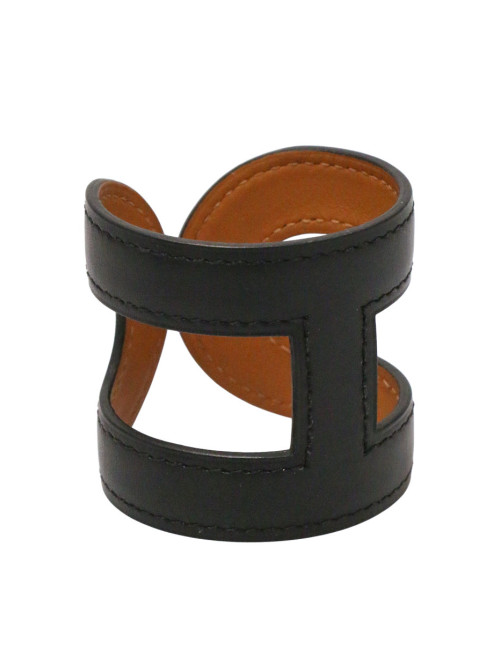 Manchette HERMES cuir noir