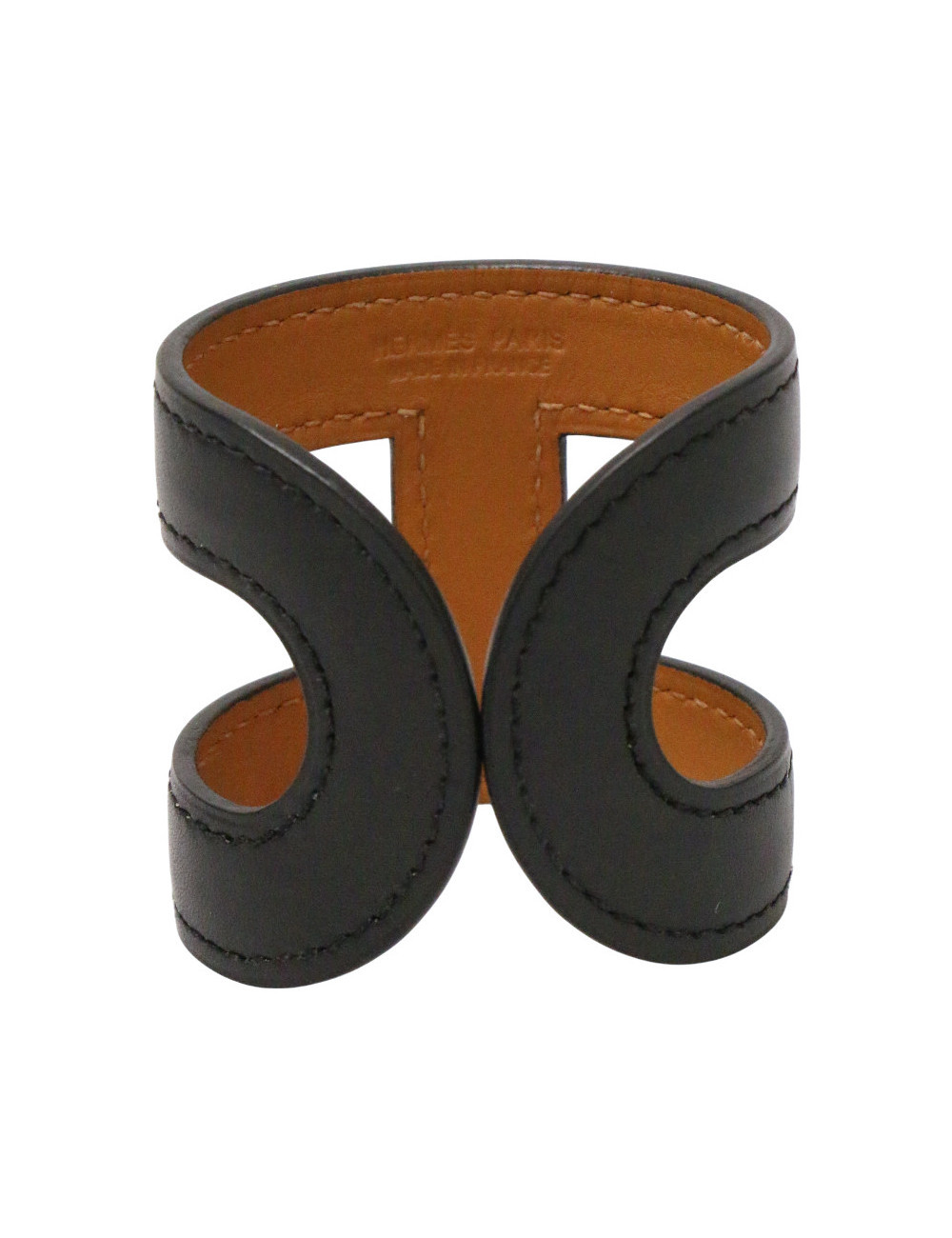 Manchette HERMES cuir noir