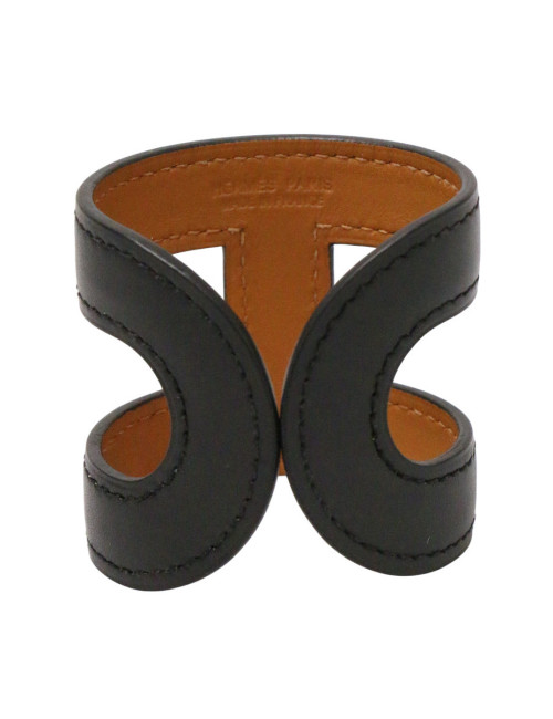 Manchette HERMES cuir noir