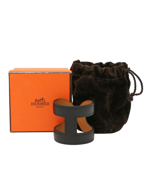 Manchette HERMES cuir noir