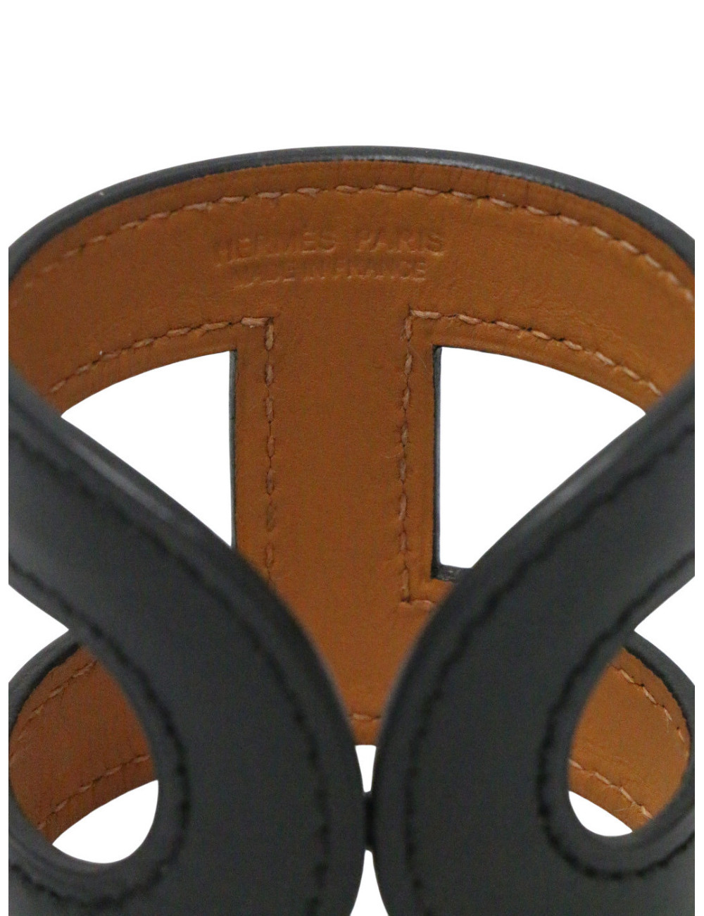 Manchette HERMES cuir noir