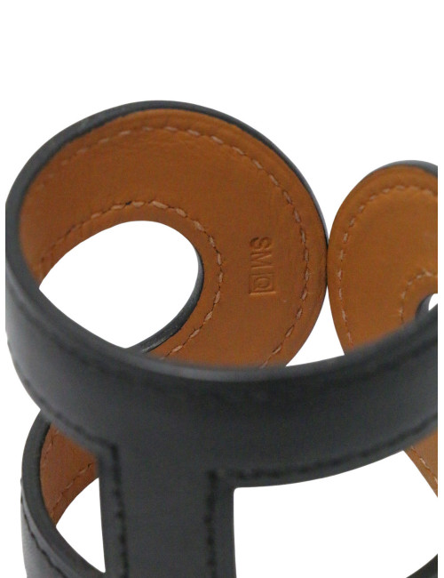 Manchette HERMES cuir noir