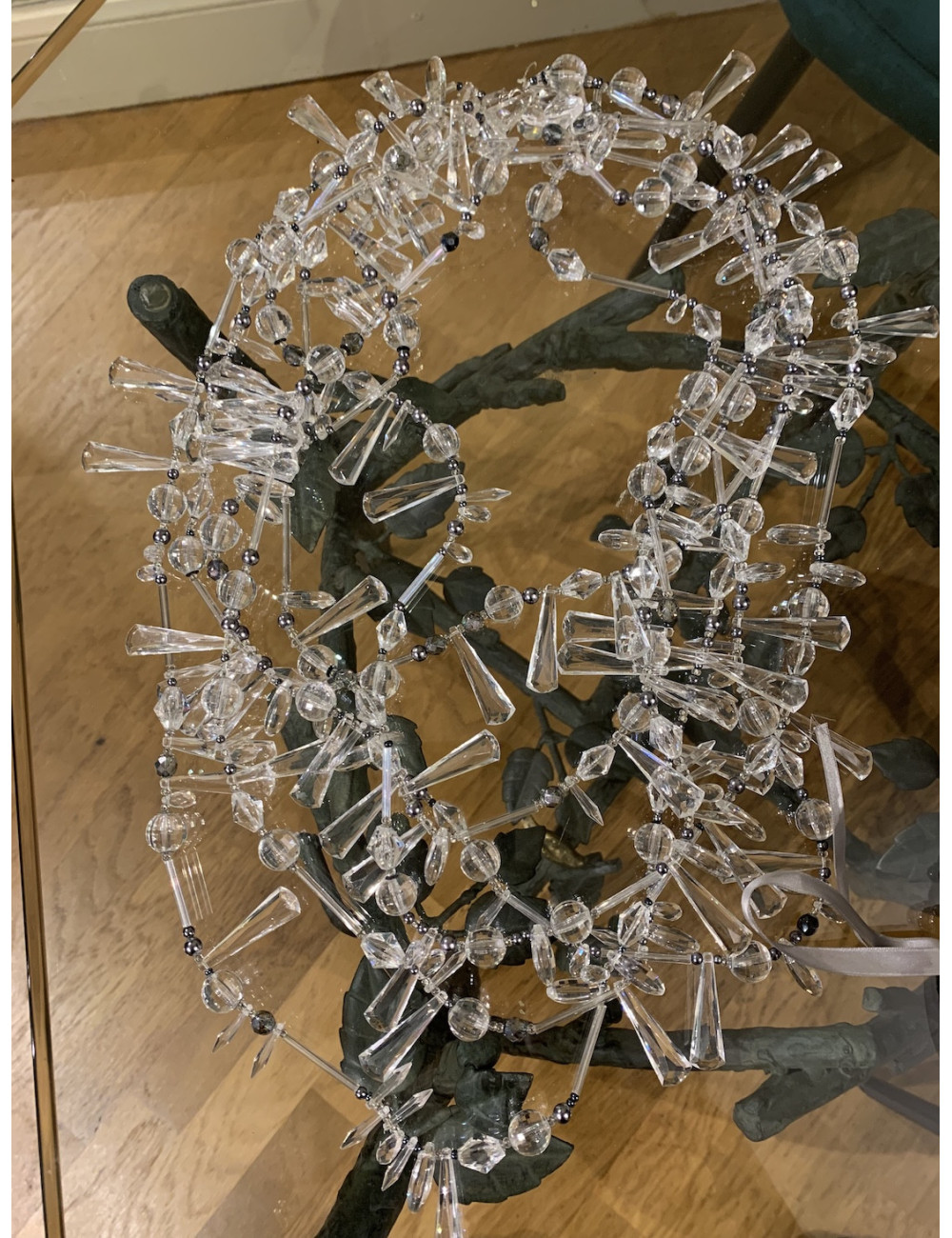 Sautoir Couture Thierry Mugler perles transparentes