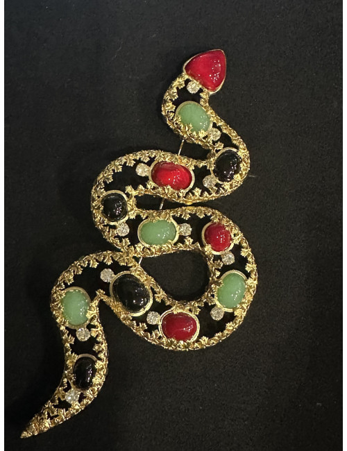 Broche serpent Marguerite de Valois pâte de verre