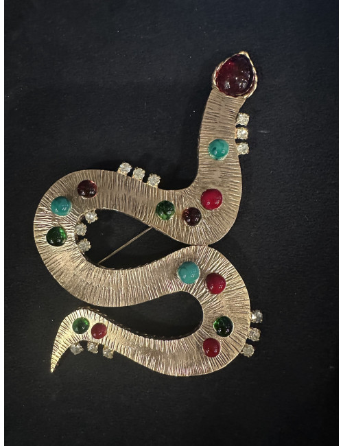 Broche serpent Marguerite de Valois pâte de verre