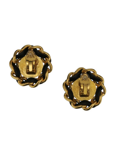 Boucles d'oreille Chanel tressées et dorées 2