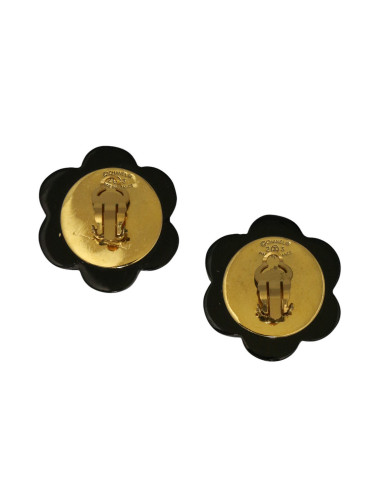 Clips Chanel fleurs noir et dorés 2