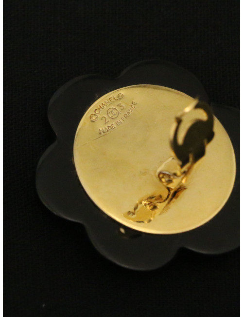 Clips Chanel fleurs noir et dorés