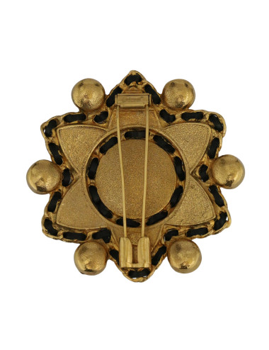 Broche étoile Chanel pâte de verre et cuir 2