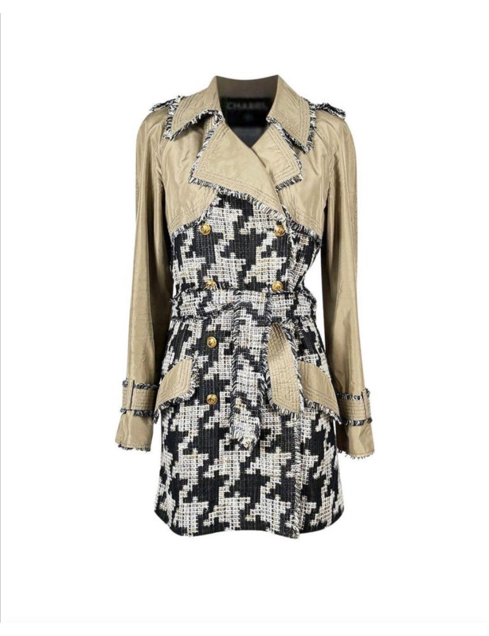 Trench CHANEL T38 pied  de poule Printemps 2005