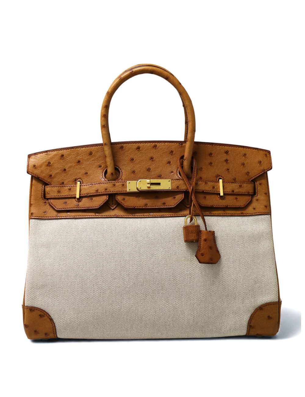Sac Hermès Birkin 35 autruche et toile