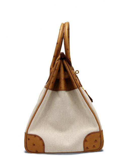 Sac Hermès Birkin 35 autruche et toile