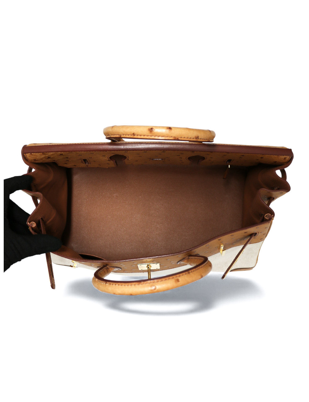 Sac Hermès Birkin 35 autruche et toile