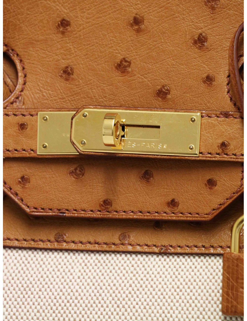 Hermès Birkin 35 autruche et toile en très bon état disponible online