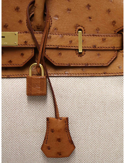 Hermès Birkin 35 autruche et toile en très bon état disponible online