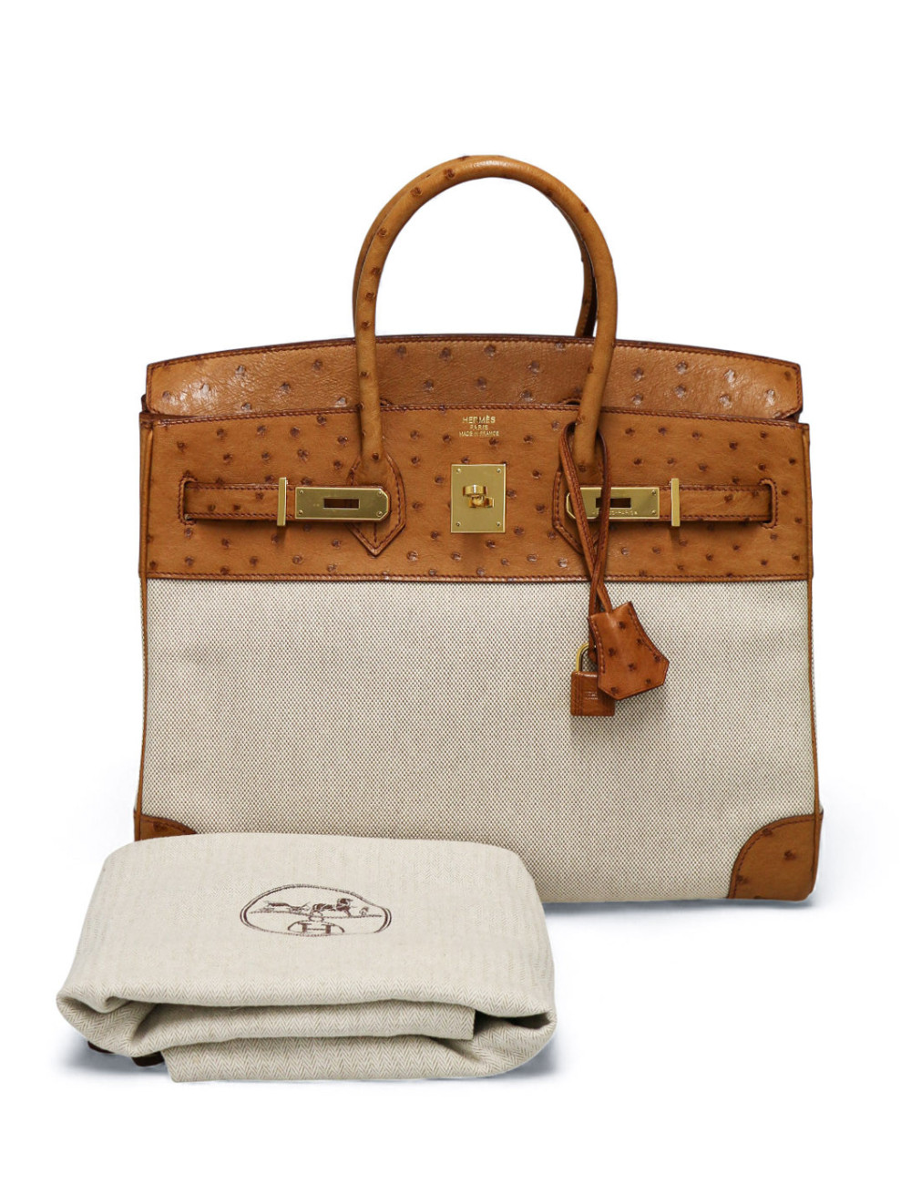 Sac Hermès Birkin 35 autruche et toile