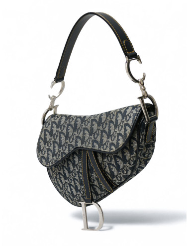 Sac Dior Saddle toile jacquard bleu