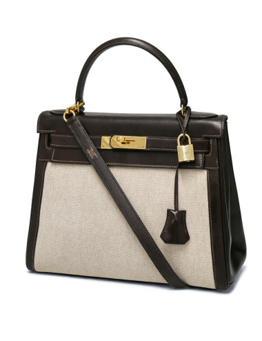 Kelly 28 toile et cuir Hermès