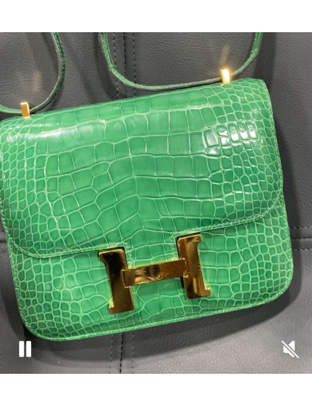 Sac Constance HERMES vert