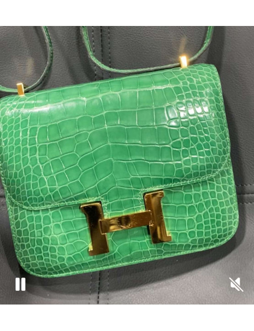 Constance Hermès alligator vert, occasion certifiée authentique