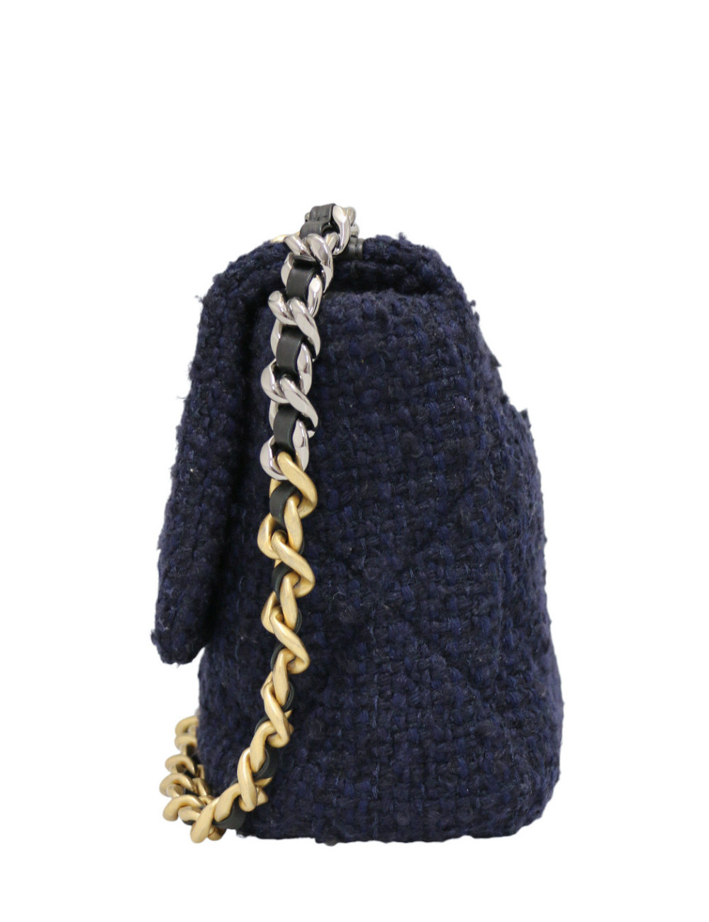 Grand sac 19 Chanel tweed bleu