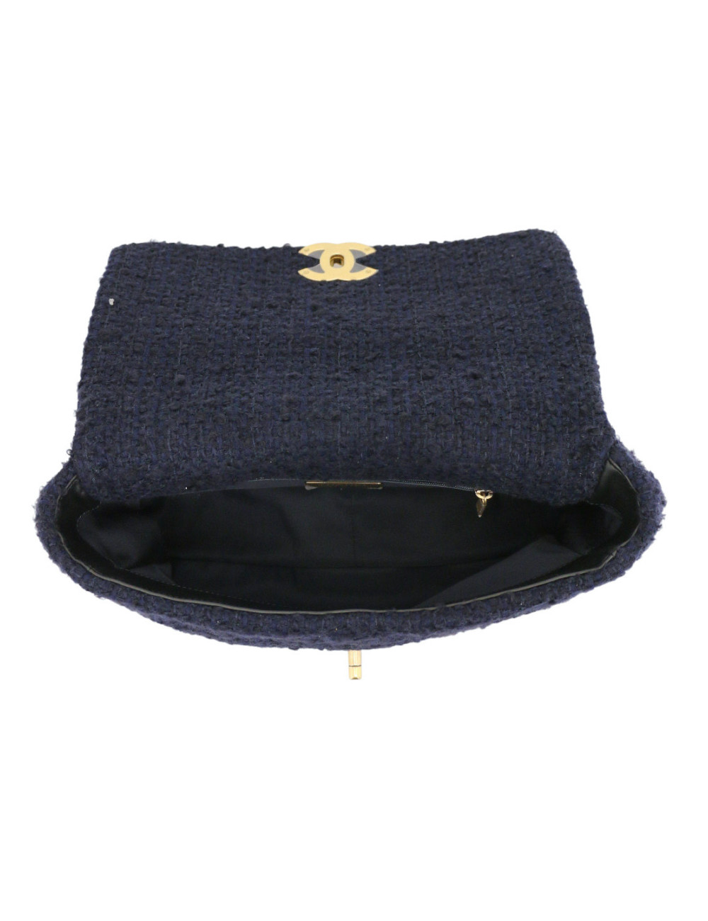 Grand sac 19 Chanel tweed bleu