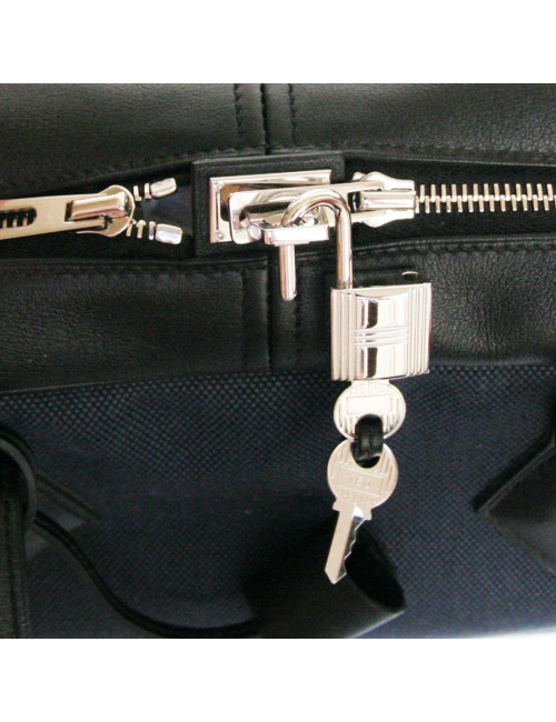 Sacoche HERMES semi cuir et toile