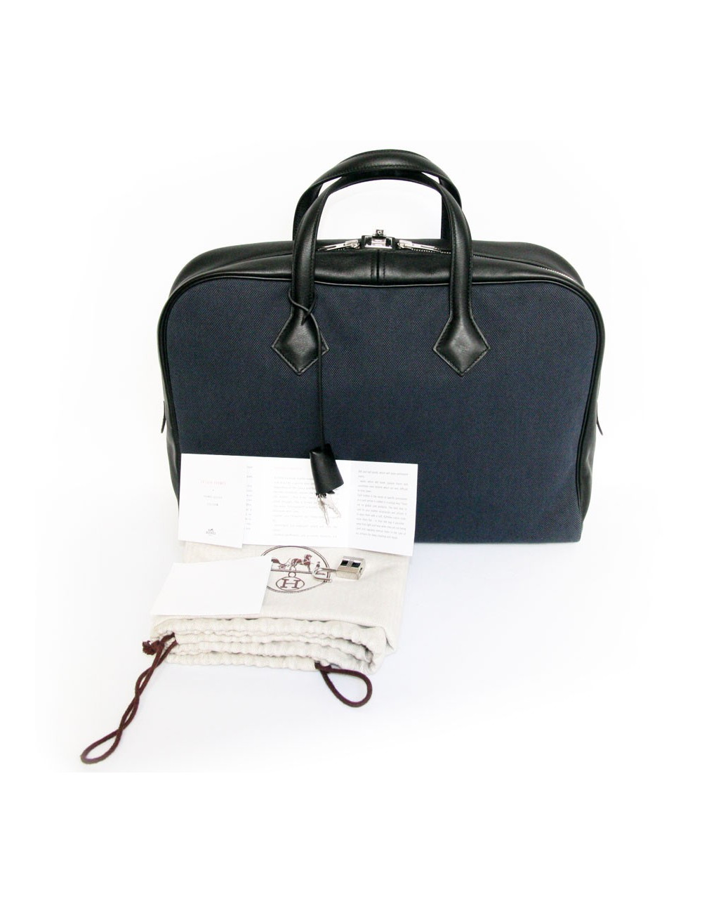 Sacoche HERMES semi cuir et toile