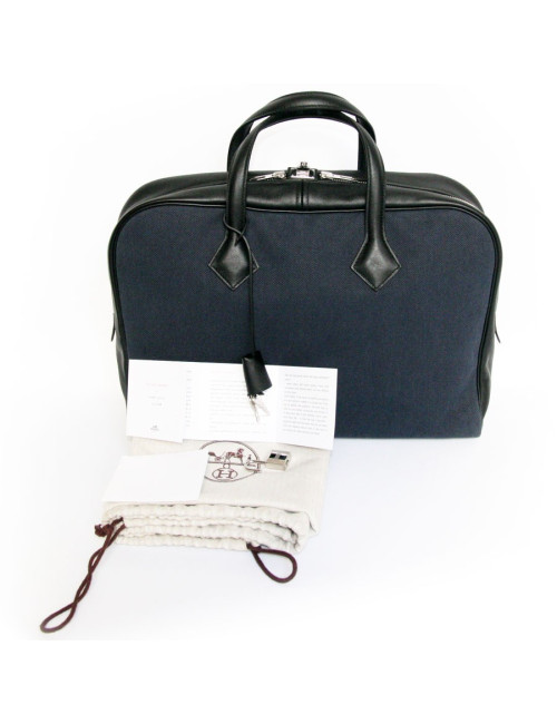 Sacoche HERMES semi cuir et toile