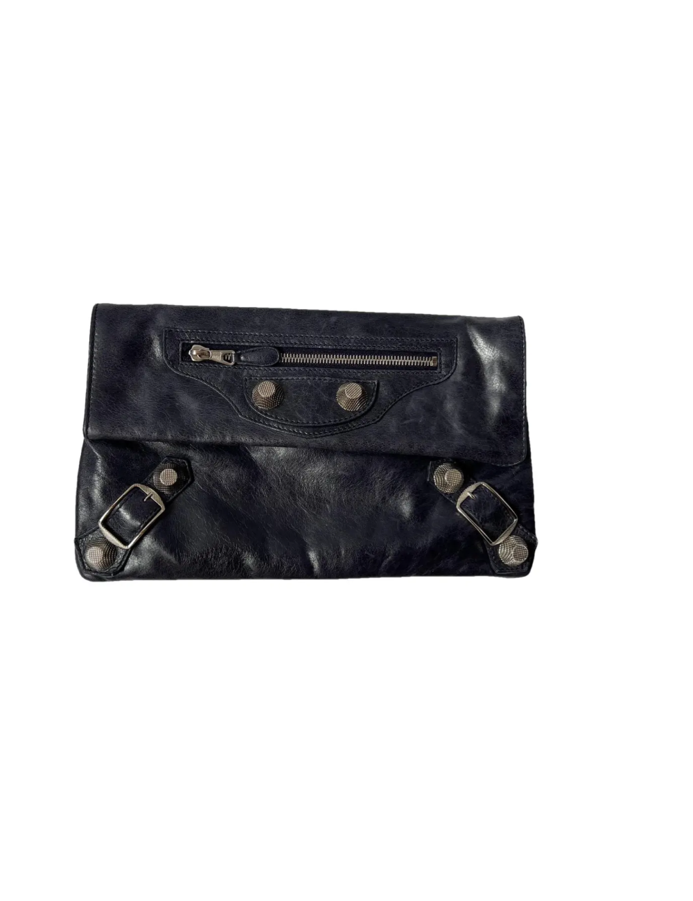 Pochette Balenciaga City en cuir d’agneau bleu marine Occasion certifiée