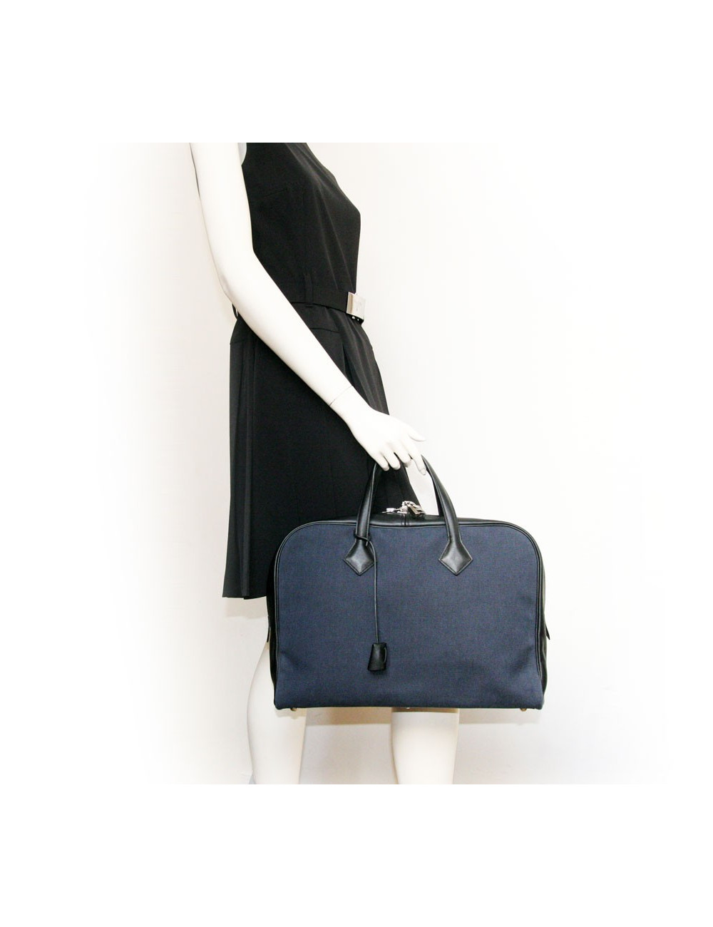 Sacoche HERMES semi cuir et toile