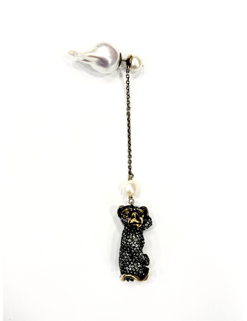 Boucle d'oreille Dior pendentif singe