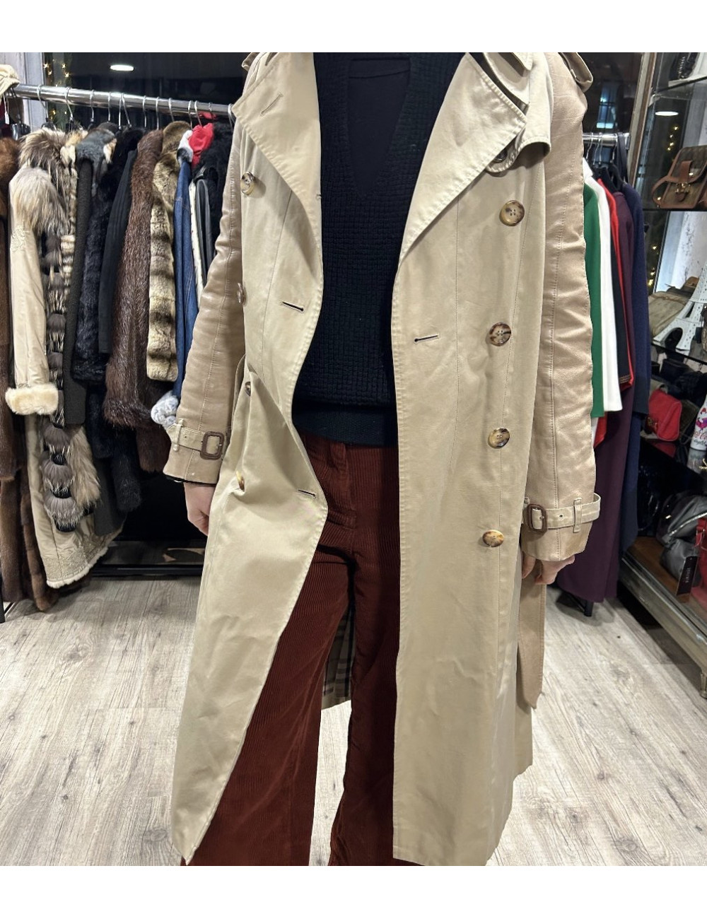 Trench BURBERRY London coton et cuir