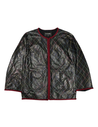 Veste CHANEL T38 cuir de veau fils multicolores 2