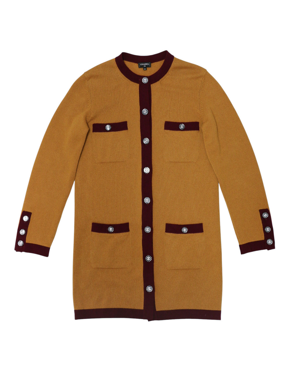 Long gilet CHANEL T 38 cachemire bicolore