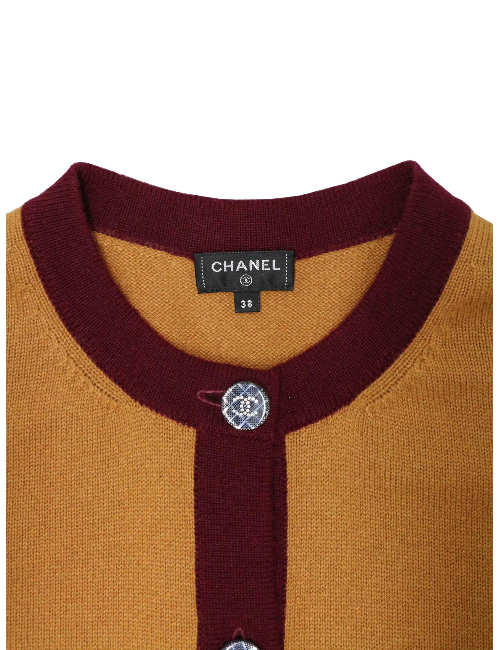 Long gilet CHANEL T 38 cachemire bicolore