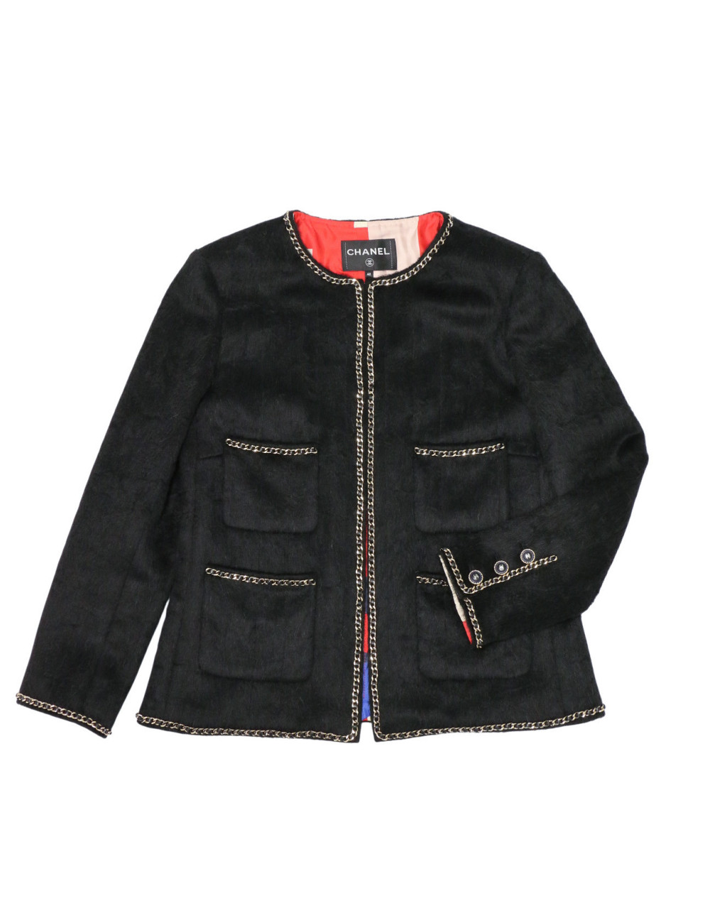 Petite veste noire CHANEL T40 lama et laine