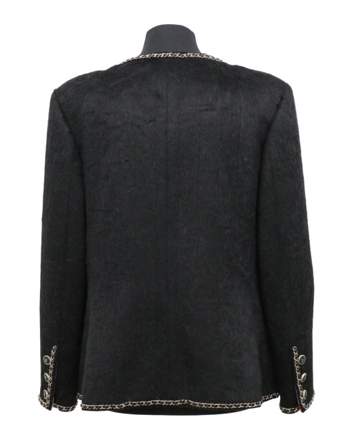 Petite veste noire CHANEL T40 lama et laine