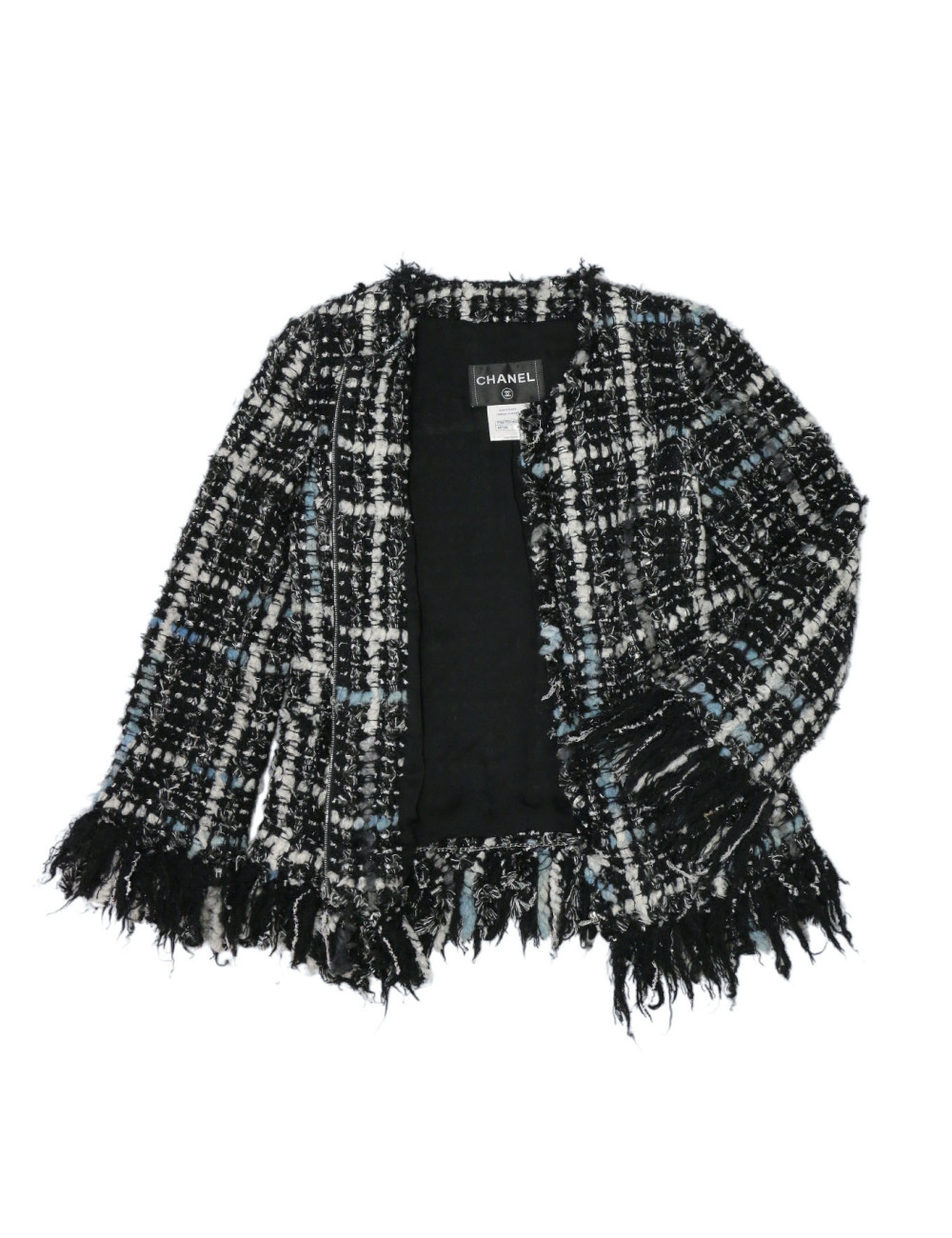 Veste CHANEL T36 tweed frangé