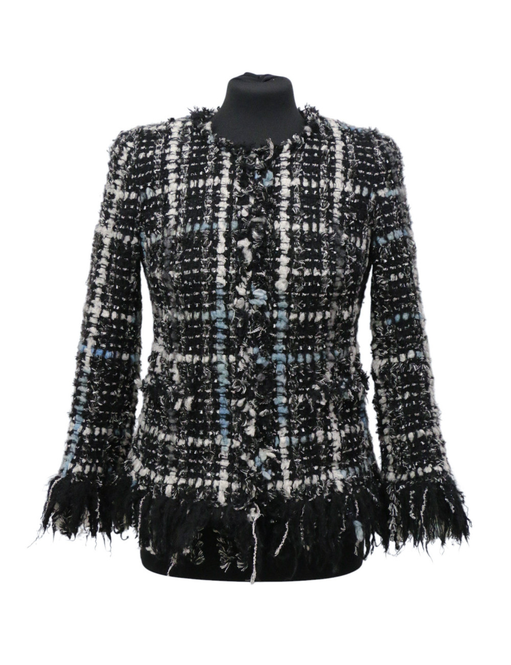 Veste CHANEL T36 tweed frangé