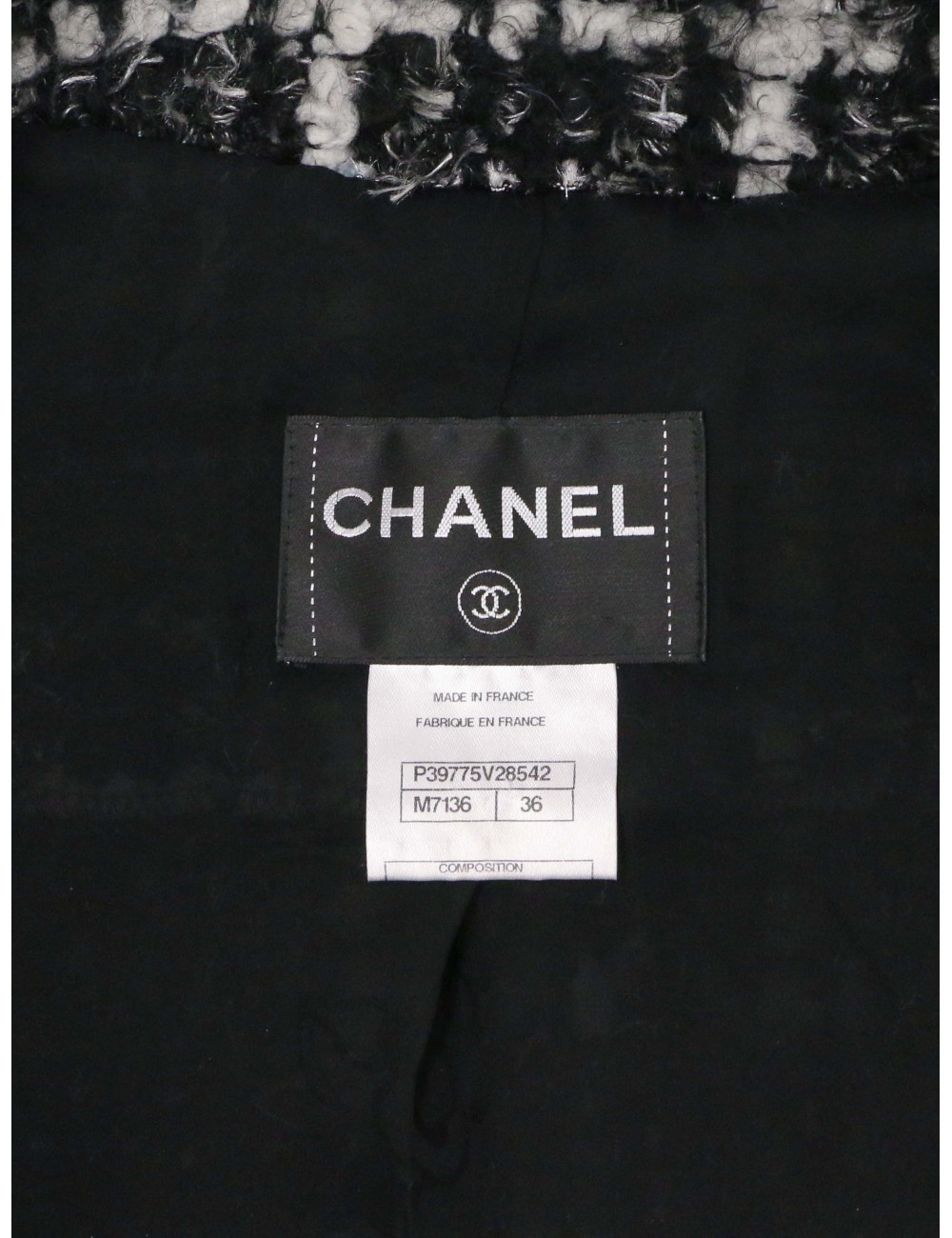 Veste CHANEL T36 tweed frangé