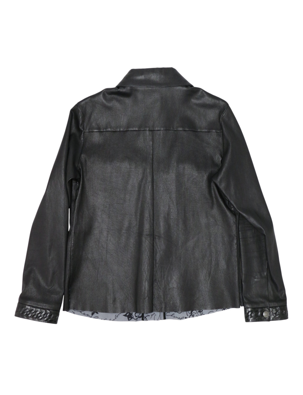 Ensemble en cuir Chanel Chemise jupe cuir d'agneau T48