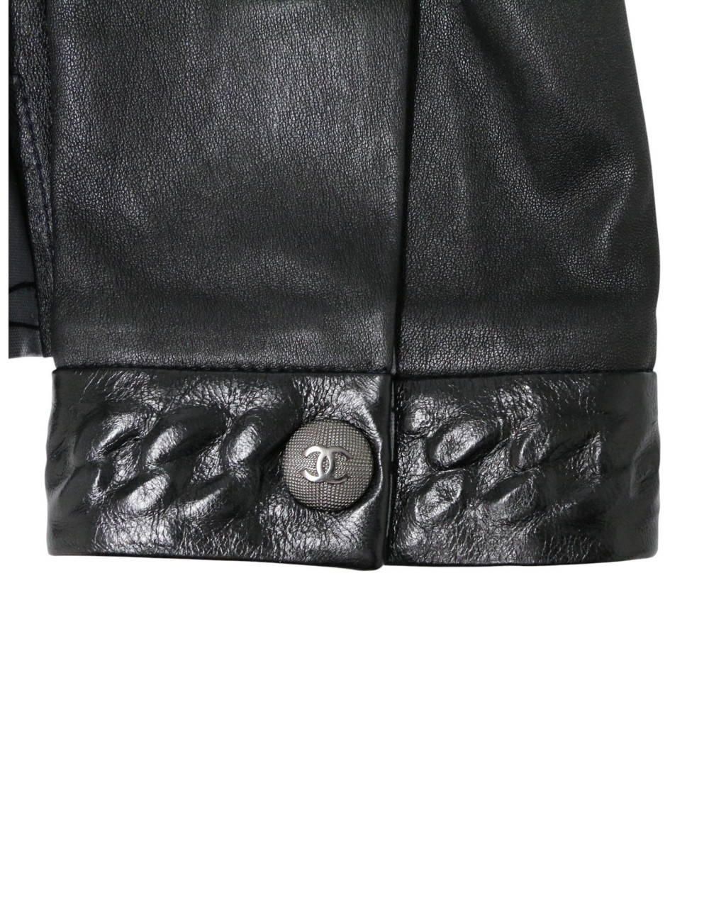 Ensemble en cuir Chanel Chemise jupe cuir d'agneau T48