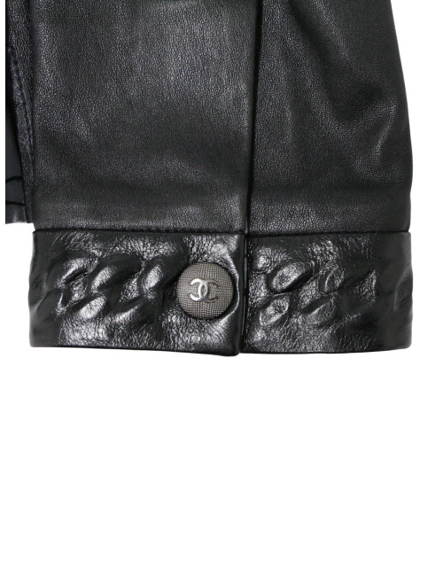 Ensemble en cuir Chanel Chemise jupe cuir d'agneau T48